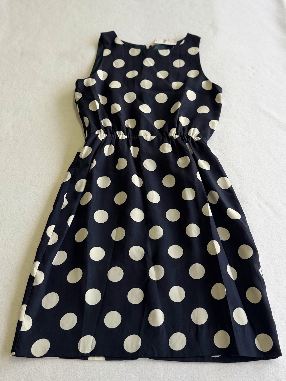 NWT J. Crew Factory Navy and White Polka Dot Midi Dress